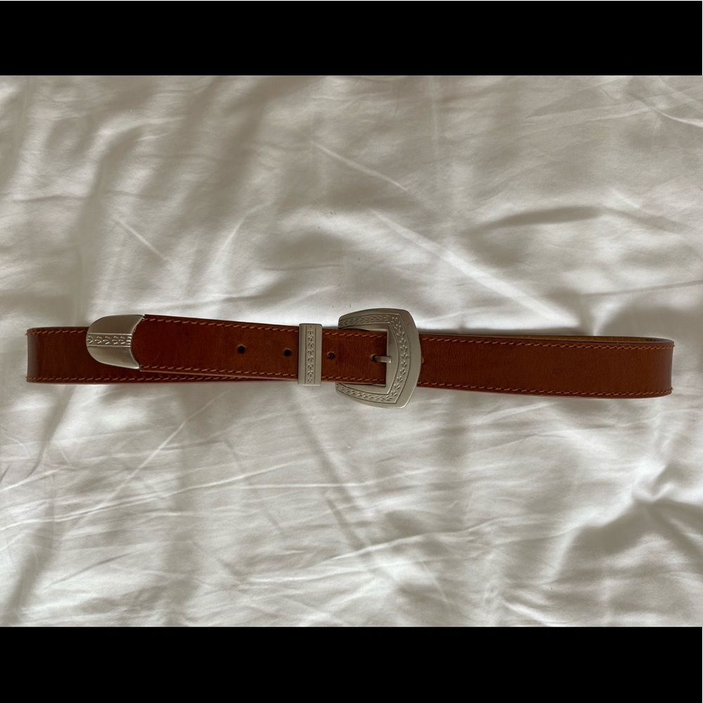 Vintage Tan/Cognac Belt with Silver Details